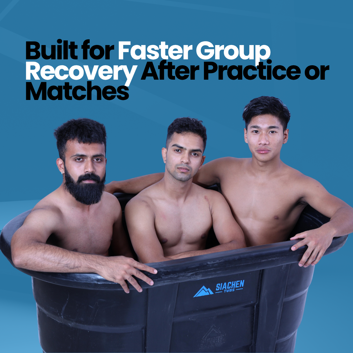 Large ice bath for faster group recovery sessions after practice or matches